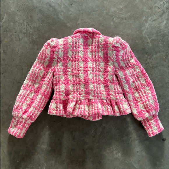 LOVESHACKFANCY Braelynn Cropped Checked Wool-blend Tweed Jacket - Picture 5 of 7